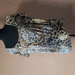 Layered Blingy Animal Print Blouse 2X